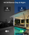 4K PoE Outdoor Security Camera With 355 Degree Pan And 50 Degree Tilt Color Night Vision showcasing day and night views