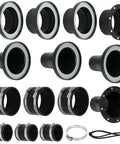 4 Inch And 2.5 Inch Magnetic Dust Collection Fittings Starter Kit For Shop Vac Hoses with connectors and clamps.