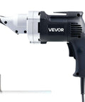 Electric Metal Shear With 360 Degree Swivel Head, 4.0 Amp Corded Sheet Metal Cutter, Variable Speed, shown with cutting head and tool