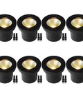 8 Pack Dope Bright 12W LED Well Lights For Outdoor Landscape, Low Voltage 12V To 24V AC DC, Black In Ground Path Lights With IP67 Waterproof Rating
