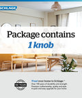 Package contains 1 knob, image shows living room setting with modern furniture and decor.