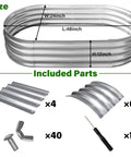 Components of Oval Raised Garden Bed Kit 2 Pack 4x2x1 Feet Galvanized Planter Beds With Safety Edging No Fuss Easy Setup