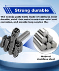 Fresh Hand Style License Plate Screw Kit Stainless Steel Finger Fastener Bolts For Cars Trucks And Vehicles Black close-up of durable stainless steel bolt.
