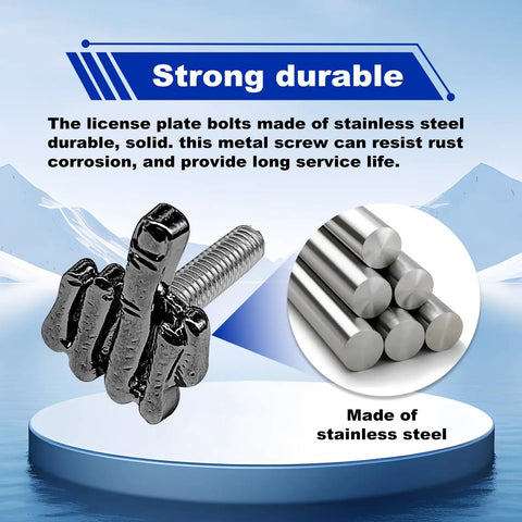 Fresh Hand Style License Plate Screw Kit Stainless Steel Finger Fastener Bolts For Cars Trucks And Vehicles Black close-up of durable stainless steel bolt.