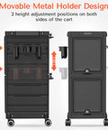 Lockable Salon Trolley With Six Drawer Rolling Beauty Cart And Tool Holders, Boss Grade Mobile Hair Stylist Station