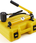 10 Ton Hydraulic Knockout Punch Kit With Half Inch To Two Inch Conduit Die Set Puncher on yellow carrying case