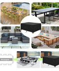 Rectangle Patio Furniture Cover Waterproof All Weather Heavy Duty Oxford Outdoor Table And Chair Cover Black 84x79x26 in use