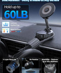 Rock Solid Vacuum Lock 60 Plus Lbs Suction Car Phone Mount With 2800gf Magnetic Grip on car dashboard