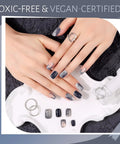 Manicured hands with Ombre Pat Painting Gel And Nail Art Kit, Two Color Grey Blue And Glitter Blue, 6G Full Size