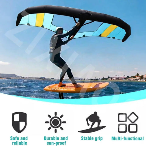 Person using Inflatable Surf Wing For Kitesurfing 4m2 5m2 6m2 With Window Portable Foil Kite For Adults And Beginners on water