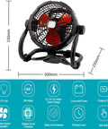 Rechargeable Outdoor Floor Fan Portable Beastly High Velocity Cooling Fan With LED Light USB Type C Port Cordless Industrial 12 Inch