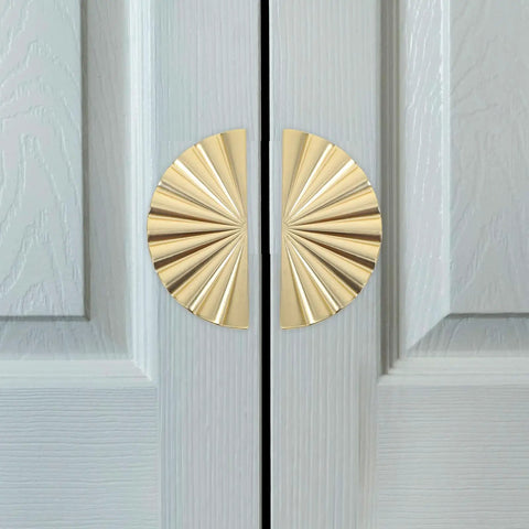 Antique Gold Semi Circle Cabinet Pulls Set Of 2 With 64mm Hole Spacing Zinc Alloy Drawer Handles For Kitchen Cabinets installed