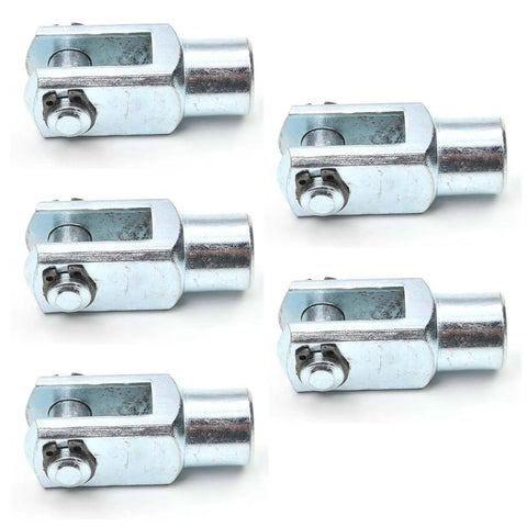 Five Pack Y Type Air Cylinder Clevis Ends M10x1.25 Female Thread For Pneumatic Cylinders, Heavy Duty Iron Link Connectors, Foot Mount, 2.04 Inch Length, 32mm Bore, Durable, Easy Install Fittings, five-piece iron clevises