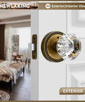 Glass Door Knobs With Privacy Lock For Bedroom And Bathroom Antique Brass Bronze Crystal Octagon Style With External Emergency Release Retro Interior Door Hardware 1 Pack on a bedroom door.