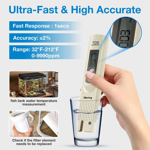 Using Digital TDS Water Quality Tester with Temperature Reading and Three Button Controls for aquarium water checking.
