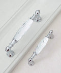 Clear Crystal Glass Cabinet Knobs Pull Handles 3.75 Inch Hole To Hole Silver Chrome Finish 2 Pack Dresser Drawer Knobs