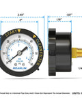 Start and Clean Filter Pressure Gauge for Pool, Spa, Aquarium Pros and DIYers, Two Inch Dial, One Quarter Inch NPT, Center Back Mount