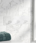 5Pc Heavy Duty Wall Mounted Storage Rack Featuring Hardcore Adhesive Hooks For Bathroom And Shower Caddy No Sweat Rent Friendly Plastic Shelf Rack Quick Grip Design on tiled wall with towels.