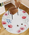 Floral Branch Round Furniture Pad With Non Skid Grip For Hardwood Floors Soft Polyester Surface 0.23 Inch Thick in home office