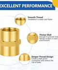 Ten Pack Brass Pipe Fittings Coupling One Half Inch NPT Female To One Half Inch NPT Female showing smooth thread and thicker wall