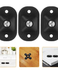 Close-up of 4pcs Small Furniture Adhesive Swivel Caster Wheels mounted on surfaces, featuring durable black design for easy installation.