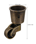 Vintage Furniture Caster Cups Featuring Slick Swivel Replacement Wheels Heavy Duty Dark Brown Metal Frame No Fuss Floor Savers For Sofas And Tables Smooth No Sweat Quick Swap Upgrade, close-up view of swivel caster cup.