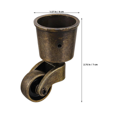 Vintage Furniture Caster Cups Featuring Slick Swivel Replacement Wheels Heavy Duty Dark Brown Metal Frame No Fuss Floor Savers For Sofas And Tables Smooth No Sweat Quick Swap Upgrade, close-up view of swivel caster cup.