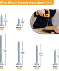 Pro Heavy Duty Wood Screws Assortment Kit With Phillips Flat Head Design In Six Handy Sizes for DIY and repairs.