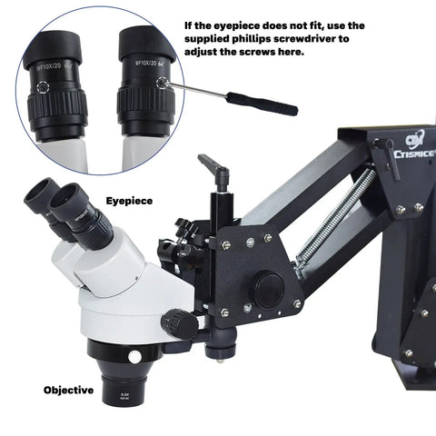 Jewelry Microscope For Diamond Setting And Engraving, Pro Detail Magnifier For Jewelry Making And Watch Repair, Clear Binocular Eyepieces For Precision Close Work, Chip Inspection, Circuit Board Work eyepiece adjustment with screwdriver