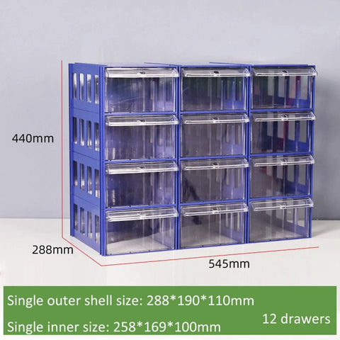 Clear Storage Organizer Box With Dividers And Labels For Craft Supplies Hardware Beads Nuts And Bolts Compact Durable Small Parts Container See Through Shell For Easy Visibility And Quick Access Grab And Go 12-drawer blue 545mm