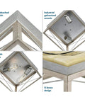 Super Versatile Two Light Flush Mount Ceiling Light Fixture Ideal For Kitchen Lights Hallway Bedroom Living Room Stairwells Entryways Creates Warm Inviting Atmosphere With Unique Design Galvanized Finish Twelve Inch By Six Inch, featuring galvanized accents and X-brace design with vintage bulbs in rustic oak finish.