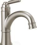 Westchester One Handle Bathroom Faucet Brushed Nickel, Modern Timeless Style, ADA Compliant Lever, side view.