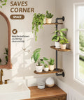 Heavy Duty Wooden Three Tier Window Sill Plant Stand Featuring A Smooth Rotating Rack To Show Off Your Houseplants And Clear Up Space Without Breaking A Sweat Today, displayed in a corner with potted plants.