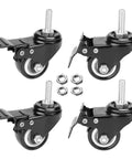 Stem Caster Set Of Four With One And A Half Inch Stem And Five Sixteenth Inch Bolt High Quality No Noise Polyurethane Wheels Quiet 360 Degree Swivel With Brake Lock Floor Friendly For Wood Floors Each Caster Supports One Hundred Ten Lb