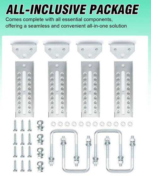 Rock Solid Heavy Duty Boat Trailer Bunk Brackets 4 Pack With Galvanized Steel Swivel Top Mount and Anti Slip Design components layout