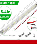 Diagram of a 15.4in 12V LED Interior Light Bar for Trailers and RVs, showing dimensions, wiring, and mounting accessories.