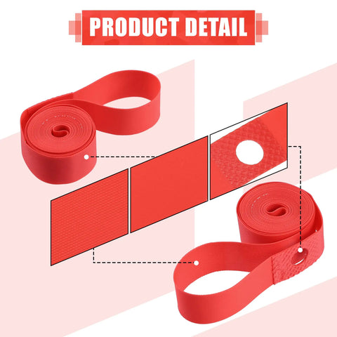 Red PVC Rim Tape For 700C 27 Inch Bike Wheels, Rim Liner Strip To Protect Inner Tube And Prevent Flats, Durable Pair Detail