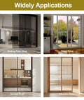 No More Door Bangs Heavy Rubber Sliding Stopper Replaces D1802 shown on sliding patio, glass, screen, and wooden doors.