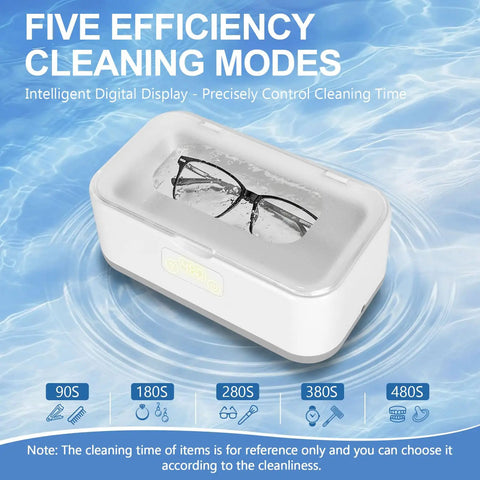 49KHz Ultrasonic Cleaner For Jewelry And Glasses With 5 Cleaning Modes, 27oz 304 Stainless Steel Tank In Gray