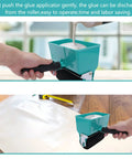 Heavy Duty Wood Glue Roller Applicator Featuring Smart Flow Control Dial applying glue evenly on surface.