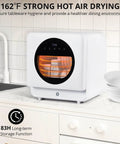 Portable Countertop Dishwasher With Six Wash Cycles Triple D Spray Arms And High Temp Drying with hot air drying feature visible.