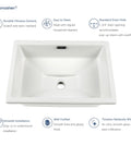 Image of 20.5 Inch By 14.4 Inch Ceramic Vanity Sink With Overflow For Undermount Or Drop In Installation Self Rimming Design