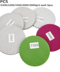 JurwheeR 30 Piece Wet Dry Sanding Discs With Hook And Loop For Auto Paint Polishing Fine Mirror Finish 800 To 3000 Grit Silicon Carbide Stones, assorted grit sizes.