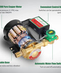Automatic 120W Water Pressure Booster Pump With Flow Switch 115V showing components and features for home water systems