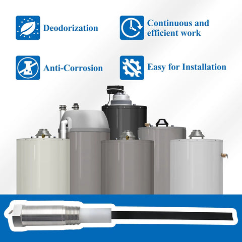 Titanium Water Heater Anode Rod With Power Supply For 40 To 89 Gallon Tank Water Heaters, Easy Top Port Install, tanks display