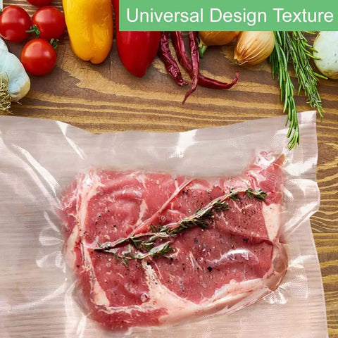 Gallon Size Vacuum Sealer Bags 11x16 100 Count BPA Free Food Storage For Clamp Style Machines with steak and herbs sealed
