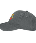 Side view of light grey bug print sun hat for women breathable cap great for running, hiking, biking and everyday outdoor fun, unisex design