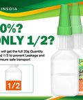 Two clear bottles with green caps labeled for 50% fill, displaying Crystal Clear Shoe Glue For Quick Fix And Strong Bond No Fuss Waterproof.