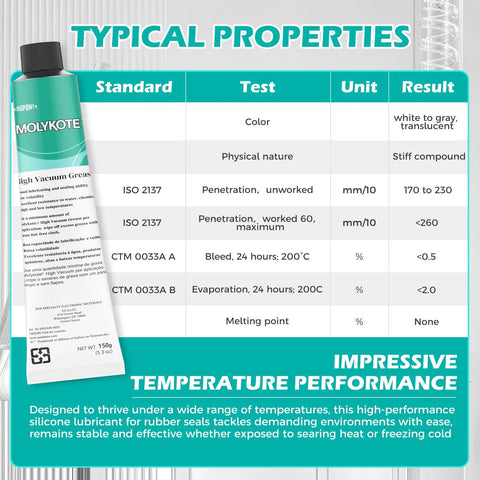 Molykote High Vacuum Grease tube, turquoise label; 150 g silicone lubricant for vacuum systems