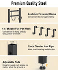 Heavy Duty 34 Inch Firewood Rack For Indoor And Outdoor Use With Log Carrier And Kindling Hooks, steel components